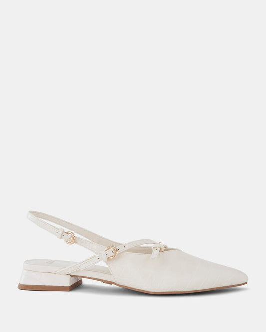 Image of Flats. Product name - Carman Women's Casual Flat Closed CREAM CROC Novo Casual in Cream Croc colour by brand - NOVO