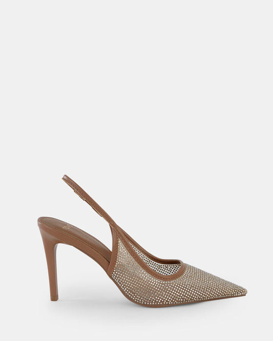 Image of Heels. Product name - Petronilla Women's Evening Shoes BROWN SUGAR Novo Evening in Brown Sugar colour by brand - NOVO