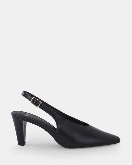 Image of Shoes. Product name - Isolde Women's Court Low Heel BLACK Novo Court in Black colour by brand - NOVO