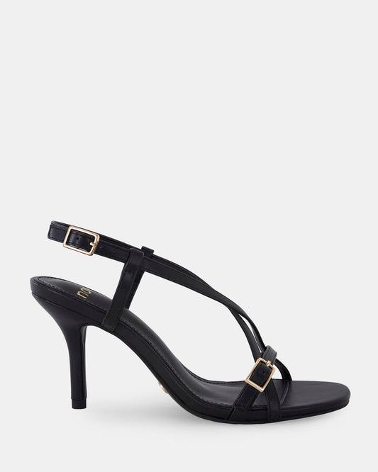 Image of Sandals. Product name - Mayer Women's Strappy High Heel BLACK Novo Sandals in Black colour by brand - NOVO