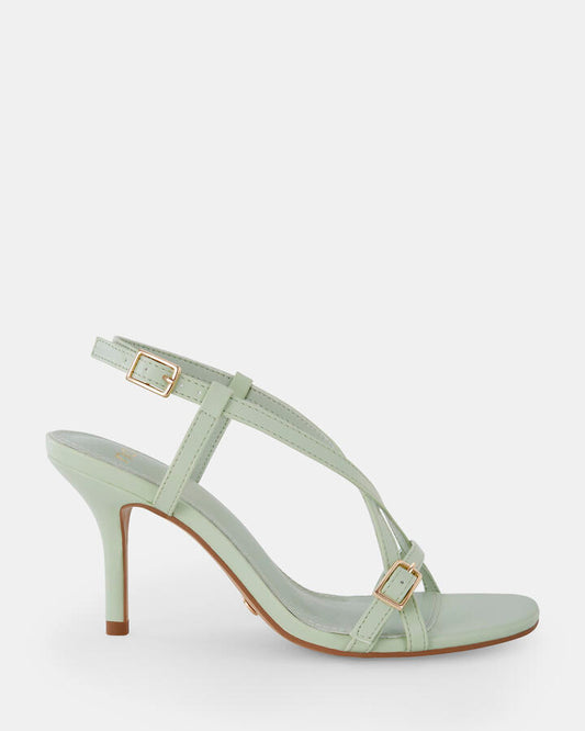 Image of Sandals. Product name - Mayer Women's Strappy High Heel PISTACHIO Novo Sandals in Pistachio colour by brand - NOVO