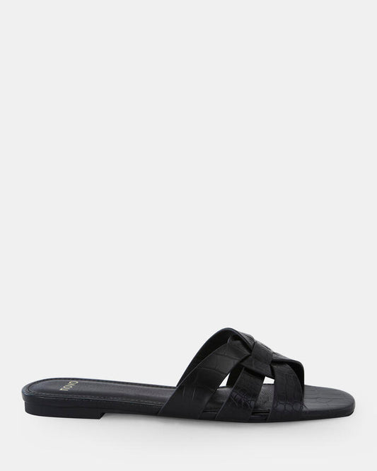 Image of Sandals. Product name - Safron Women's Thongs Black Croc Novo Thongs in Black Croc colour by brand - NOVO