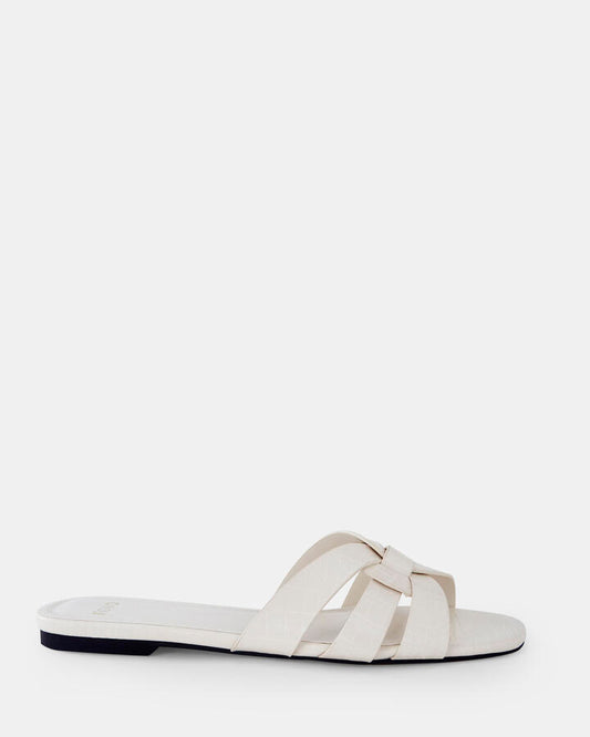 Image of Sandals. Product name - Safron Women's Thongs CREAM CROC Novo Thongs in Cream Croc colour by brand - NOVO