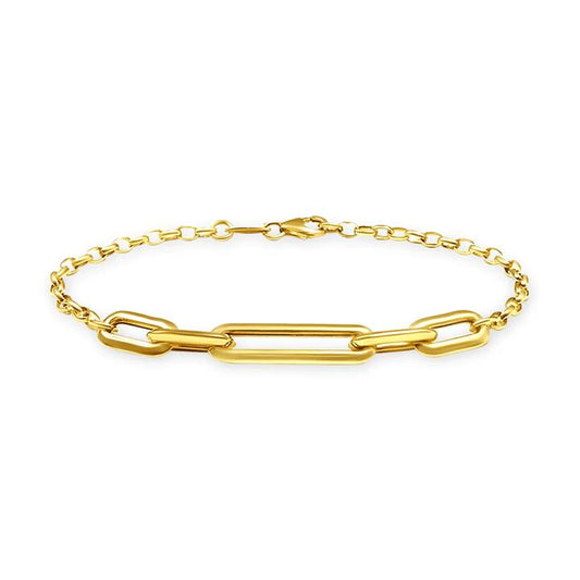 Image of Bracelets. Productname: 9kt Yellow Gold Silver Infused Chain Detail Bracelet in Gold colour by brand - Bevilles