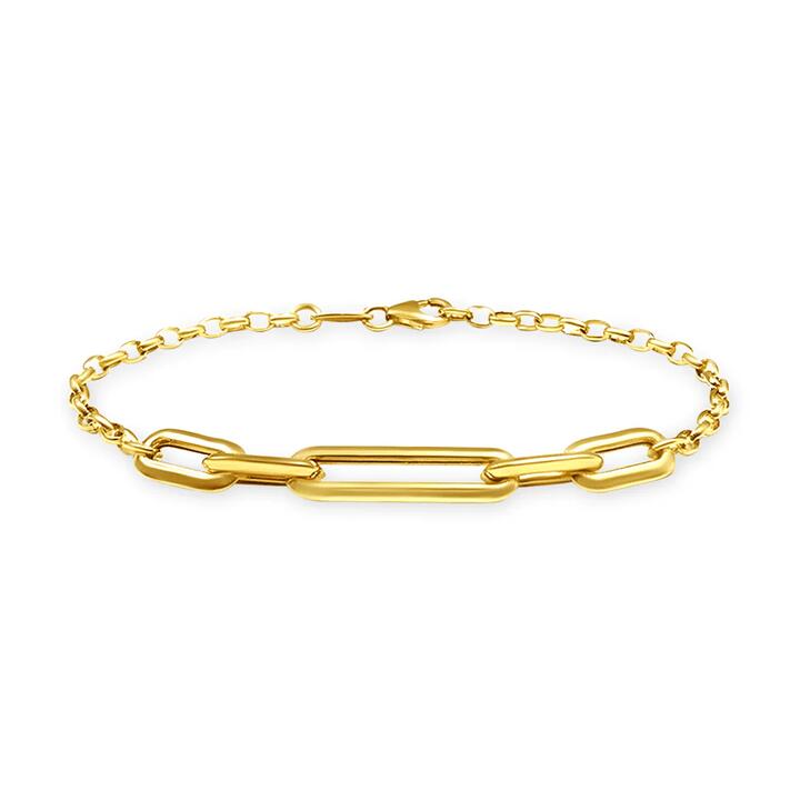 Image of Bracelets. Product name - 9kt Yellow Gold Bonded Chain Detail Bracelet in colour by brand - Bevilles
