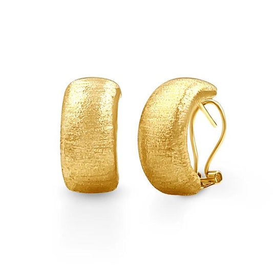 Image of Earrings. Productname: 9kt Yellow Gold Silver Infused Half Curve Hoop Earrings in Gold colour by brand - Bevilles