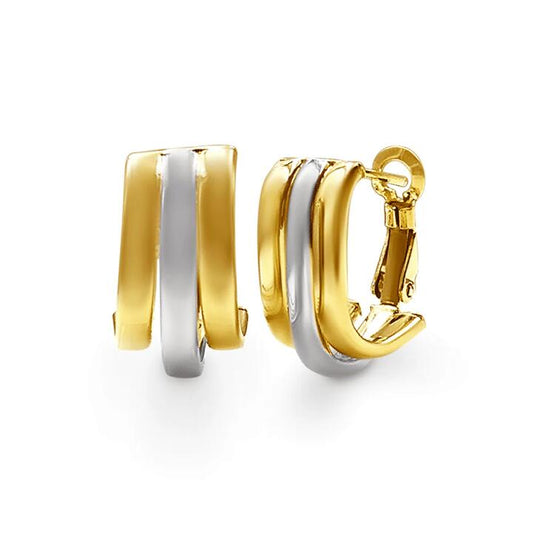 Image of Earrings. Productname: 9kt Yellow Gold Silver Infused Two Tone Caged Stud Earrings in Gold colour by brand - Bevilles