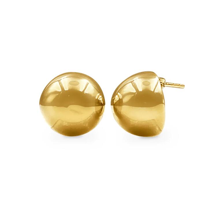 Image of Earrings. Product name - Bold Dome Stud Earrings in 9kt Yellow Bonded Gold in colour by brand - Bevilles