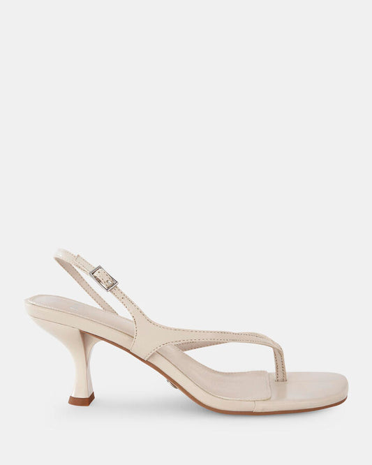 Image of Sandals. Product name - Unika Women's Strappy Low Heel CREAM Novo Sandals in Cream colour by brand - NOVO