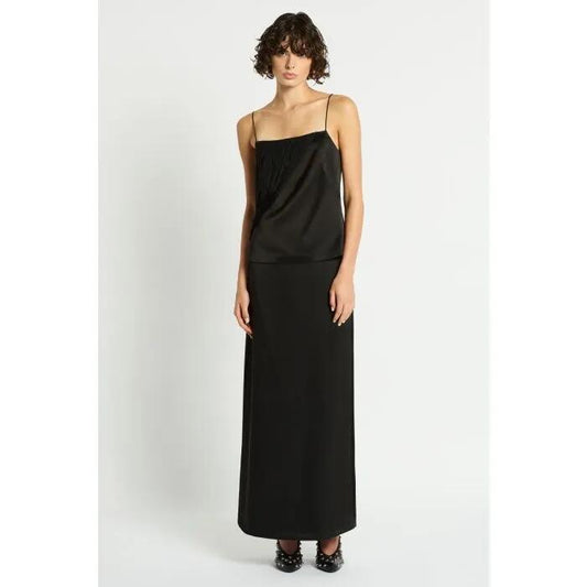 Image of a model wearing Tops. Productname: Kyoto Top in JET BLACK colour by brand - sass and bide