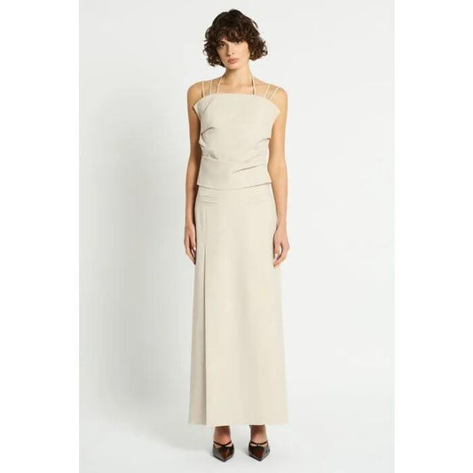 Image of a model wearing Skirts. Productname: Vanish Maxi Skirt in SHELL colour by brand - sass and bide