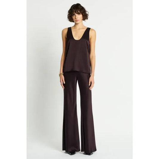 Image of a model wearing Pants. Productname: Xenia Pant in AUBERGINE colour by brand - sass and bide