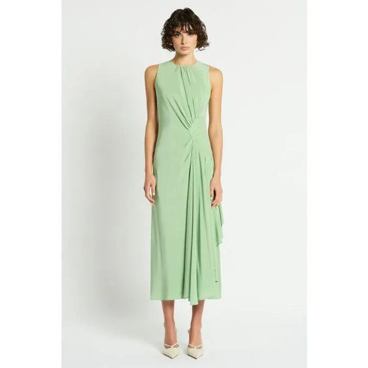Image of a model wearing Dress. Productname: Soft Contrast Midi Dress in Sage colour by brand - sass and bide