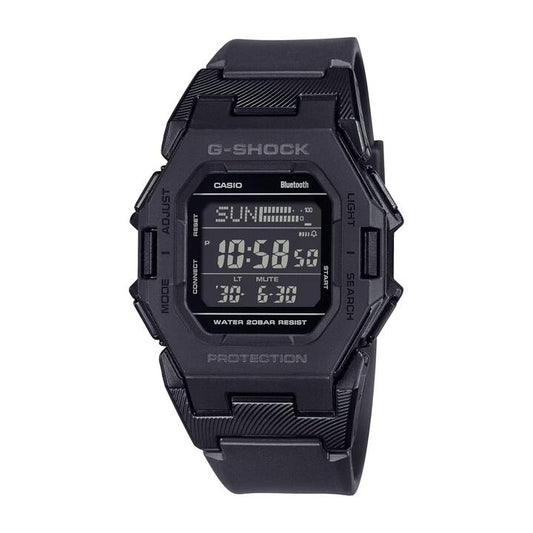 Image of Watches. Productname: Casio G Shock Digital Square Bluetooth Steps Dual Time 200M Water Resistant Black Face And Resin Band GDB500-1D in Watch colour by brand - Casio