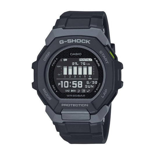 Image of Watches. Productname: Casio G Shock G Squad Digital Bluetooth Training Worldtime 200M Water Resistant Black Case And Resin Band GBD300-1D in Watch colour by brand - Casio