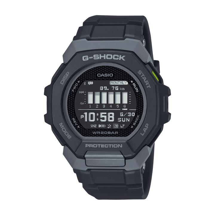 Image of Watches. Product name - Casio G-Shock G Squad Digital Bluetooth Training Worldtime 200M Water Resistant Black Case And Resin Band GBD300-1D in colour by brand - Casio G Shock