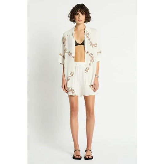 Image of a model wearing Shorts. Productname: Tiled Short in PRINT colour by brand - sass and bide