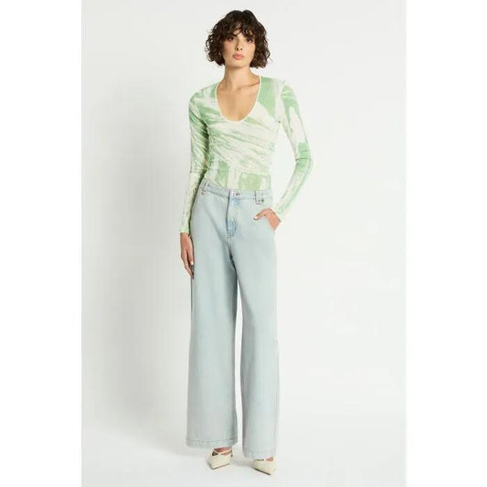 Image of a model wearing Tops. Productname: Ophelia Top in PRINT colour by brand - sass and bide