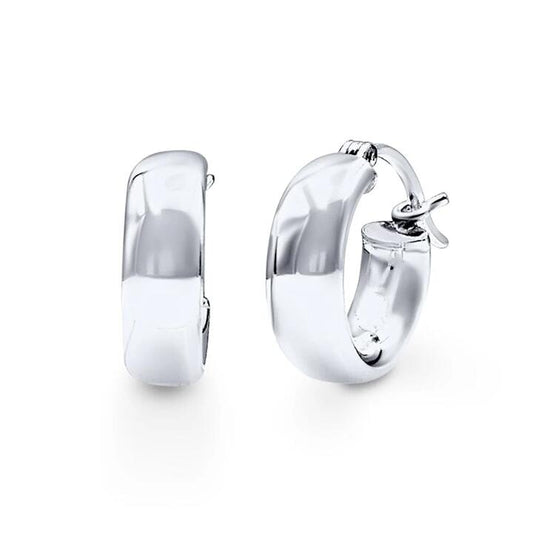 Image of Earrings. Productname: Half Round Hoop Earrings in Sterling Silver in Silver colour by brand - Bevilles