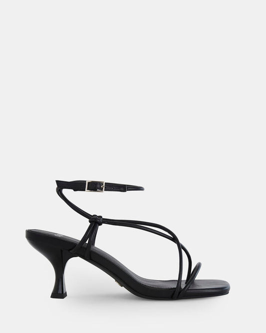 Image of Sandals. Product name - Umbria Women's Strappy Low Heel BLACK Novo Sandals in Black colour by brand - NOVO