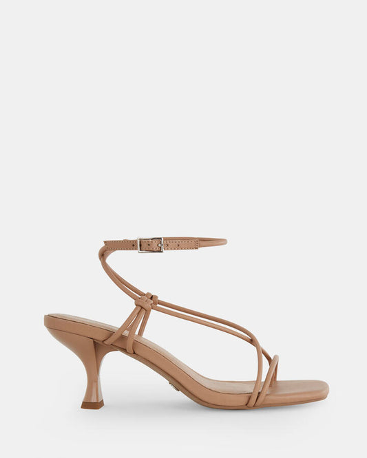 Image of Sandals. Product name - Umbria Women's Strappy Low Heel Sand Novo Sandals in Sand colour by brand - NOVO