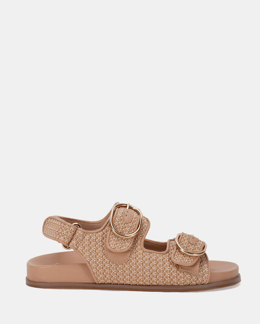 Image of Sandals. Product name - Teri Women's Strappy Flat NATURAL RAFFIA Novo Sandals in Natural Raffia colour by brand - NOVO