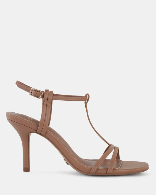 Image of Sandals. Product name - Mammie Women's Strappy High Heel TOFFEE Novo Sandals in Toffee colour by brand - NOVO
