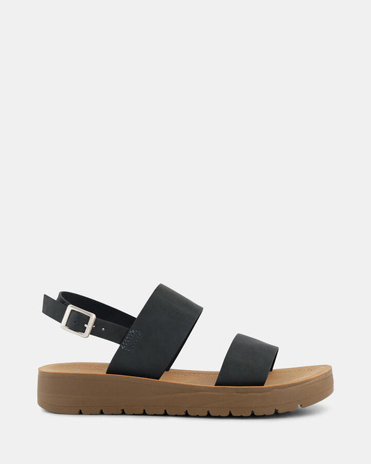 Image of Sandals. Product name - Tamsan Women's Strappy Flat BLACK Novo Sandals in Black colour by brand - NOVO