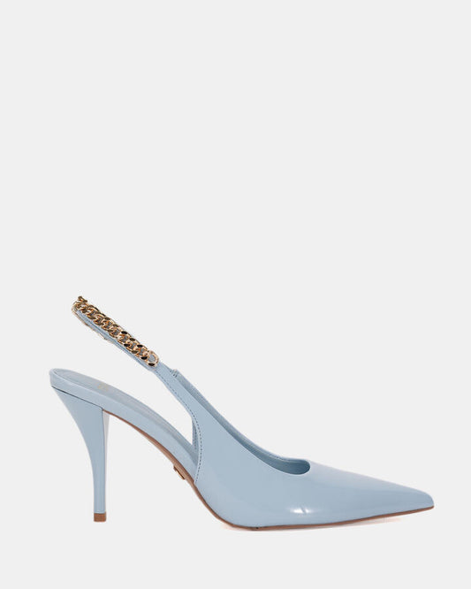 Image of Shoes. Product name - Zathy Women's Court High Heel SOFT BLUE PATENT Novo Court in Soft Blue Patent colour by brand - NOVO