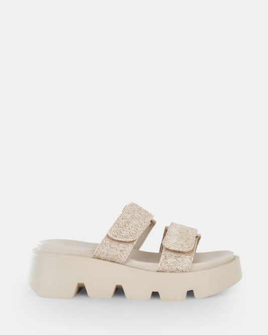 Image of Boots. Product name - Brennan Women's Wedge METALLIC RAFFIA Novo Wedges in Metallic Raffia colour by brand - NOVO