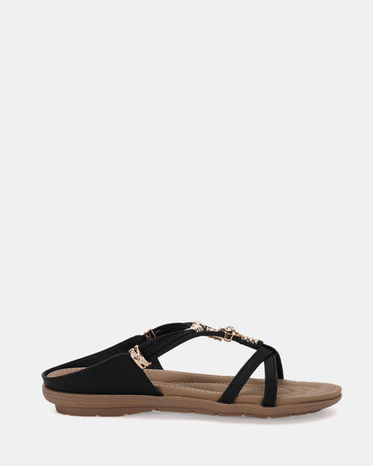 Image of Sandals. Product name - Elgreen Women's Thongs BLACK Novo Thongs in Black colour by brand - NOVO