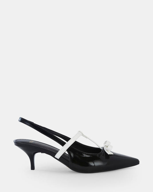 Image of Shoes. Product name - Izan Women's Court Low Heel BLACK MULTI Novo Court in Black Multi colour by brand - NOVO