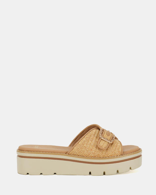 Image of Boots. Product name - Bette Women's Wedge NATURAL RAFFIA Novo Wedges in Natural Raffia colour by brand - NOVO