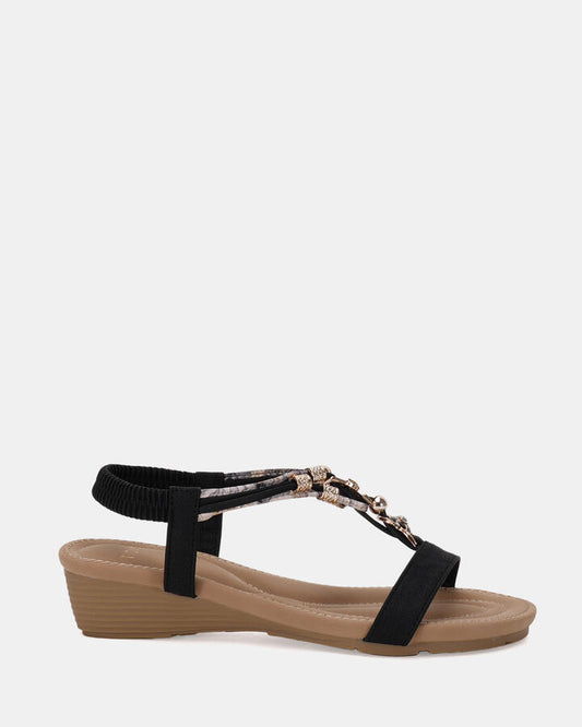 Image of Boots. Product name - Elsalvador Women's Wedge BLACK Novo Wedges in Black colour by brand - NOVO
