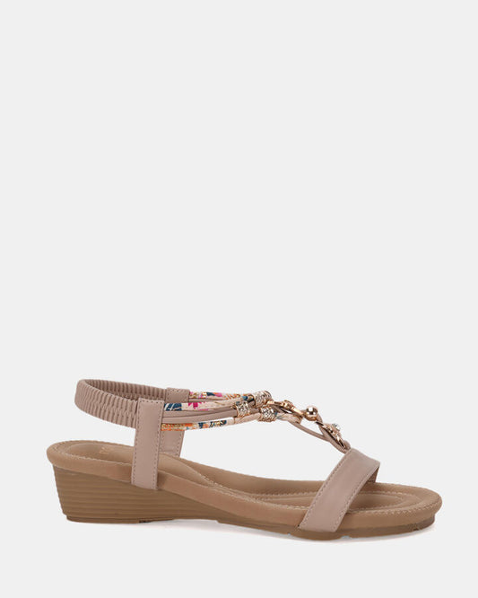 Image of Boots. Product name - Elsalvador Women's Wedge NUDE Novo Wedges in Nude colour by brand - NOVO
