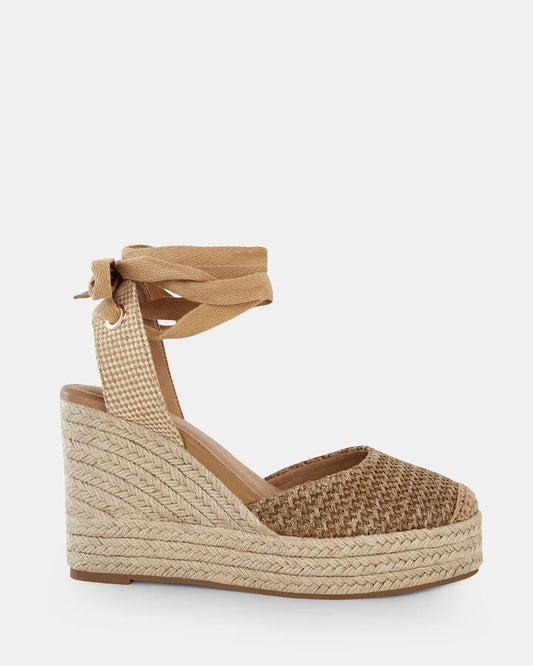 Image of Boots. Product name - Buenosaires Women's Wedge NATURAL RAFFIA Novo Wedges in Natural Raffia colour by brand - NOVO