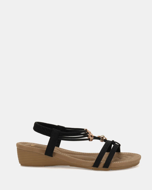 Image of Boots. Product name - Elcanter Women's Wedge BLACK Novo Wedges in Black colour by brand - NOVO