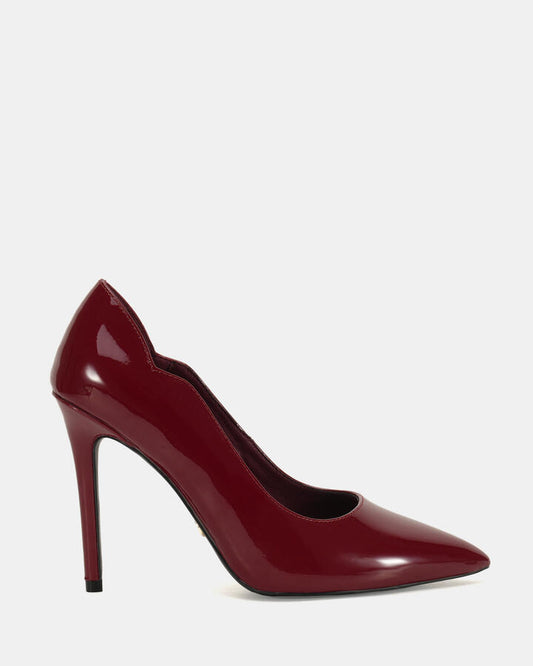 Image of Shoes. Product name - Inisa Women's Court High Heel DEEP RED PATENT Novo Court in Deep Red Patent colour by brand - NOVO