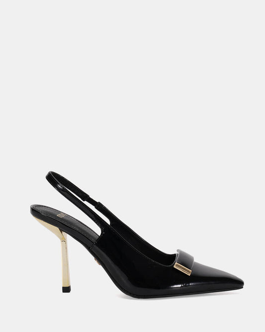 Image of Shoes. Product name - Irosa Women's Court High Heel Black Patent Novo Court in Black Patent colour by brand - NOVO