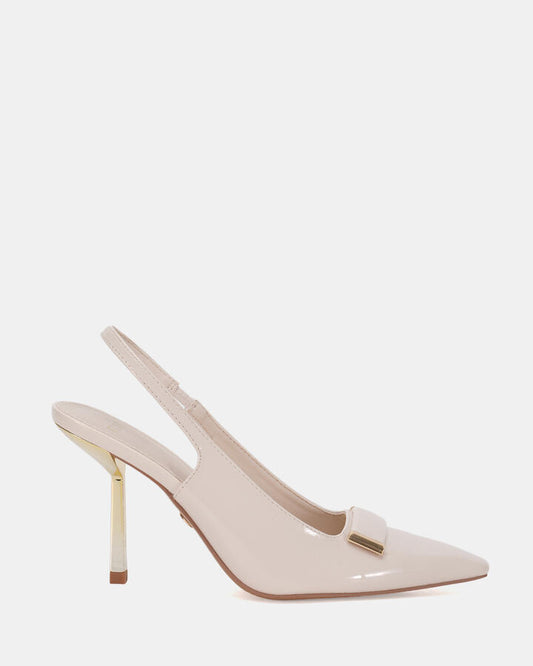 Image of Shoes. Product name - Irosa Women's Court High Heel CREAM PATENT Novo Court in Cream Patent colour by brand - NOVO