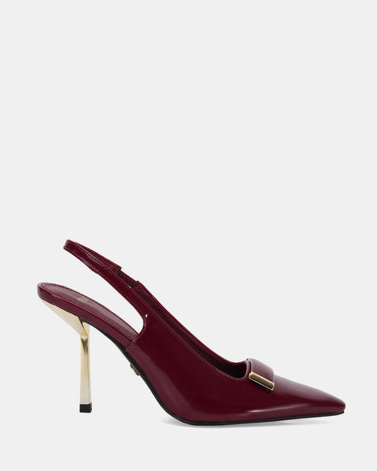 Image of Shoes. Product name - Irosa Women's Court High Heel WINE PATENT Novo Court in Wine Patent colour by brand - NOVO