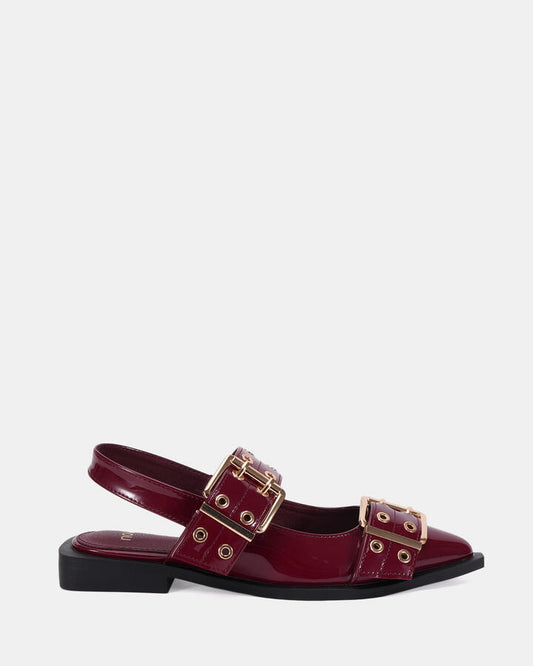 Image of Sandals. Product name - Zimbi Women's Fast Fashion DEEP RED PATENT Novo Sandals in Deep Red Patent colour by brand - NOVO
