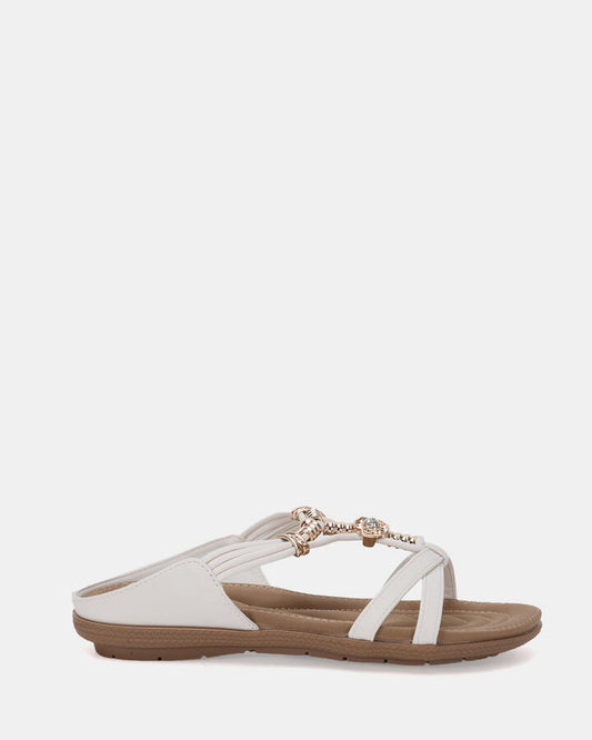 Image of Sandals. Product name - Elgreen Women's Thongs WHITE Novo Thongs in White colour by brand - NOVO