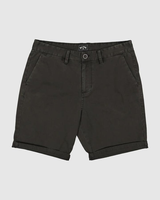 Image of a model wearing Shorts. Product name - Billabong Mens Wave Wash Twill Shorts Black in Black colour by brand - Billabong