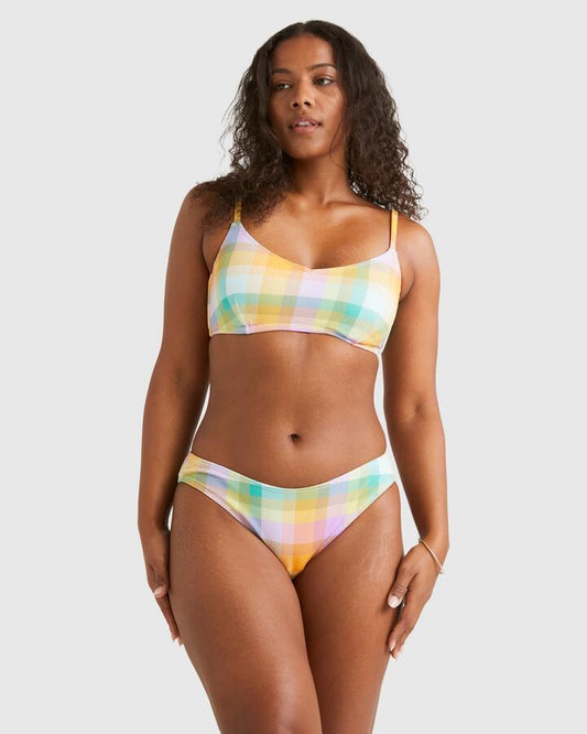 Image of a model wearing Tops. Productname: Billabong - Womens Warm Waves Lila D/Dd Bralette Bikini Top - Multi - in Multi colour by brand - Billabong