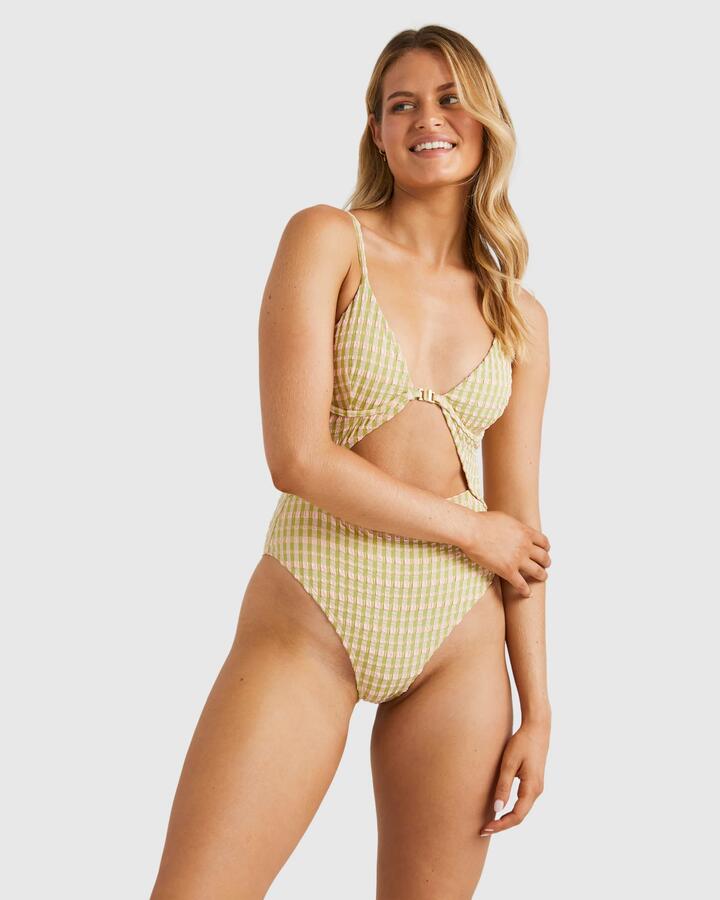 Image of Swimwear. Productname: Billabong - Womens Wave Check Kaia One Piece Swimsuit - Celery - in Celery colour by brand - Billabong