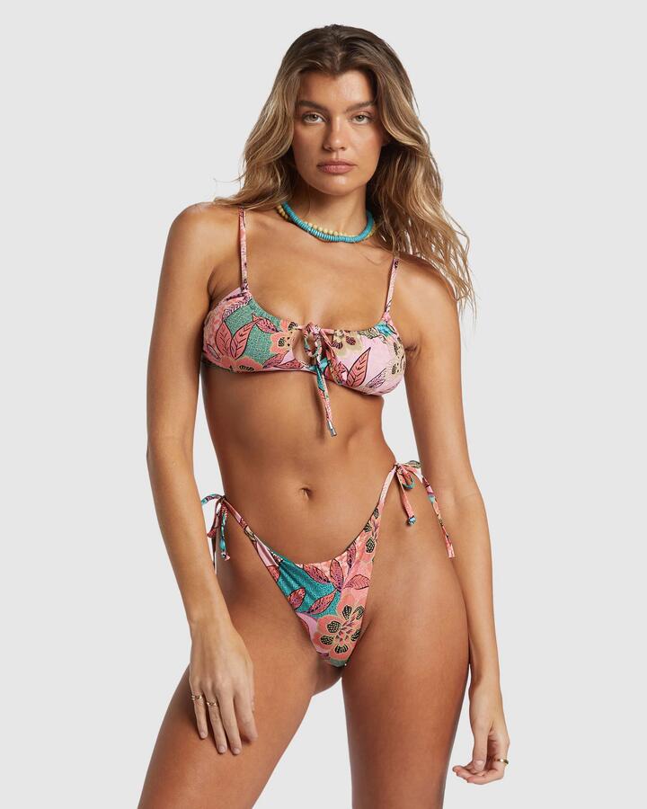 Image of a model wearing Tops. Productname: Billabong - Womens Visions Of Paradise Coco Bralette Bikini Top - Multi - in Multi colour by brand - Billabong