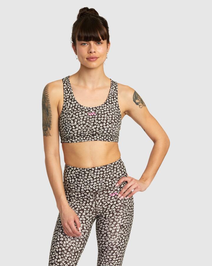 Image of Activewear. Productname: RVCA Womens Va Essential Mid Sports Bra Java - in Java colour by brand - RVCA