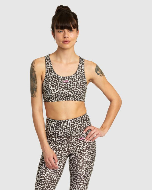 Image of Activewear. Productname: RVCA Womens Va Essential Mid Sports Bra Java - in Java colour by brand - RVCA