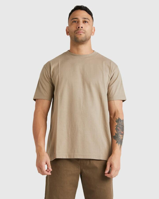 Image of T-Shirts. Product name - RVCA Mens Rvca Basic T-Shirt Dark Khaki in Dark Khaki colour by brand - RVCA